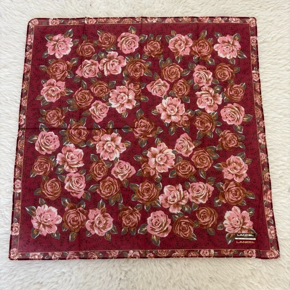 Lancel Floral Handkerchief/Bandana Scarf size 18”